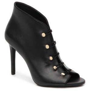 Enzo Angiolini black leather peep toe high heel booties. Size 10. Never worn